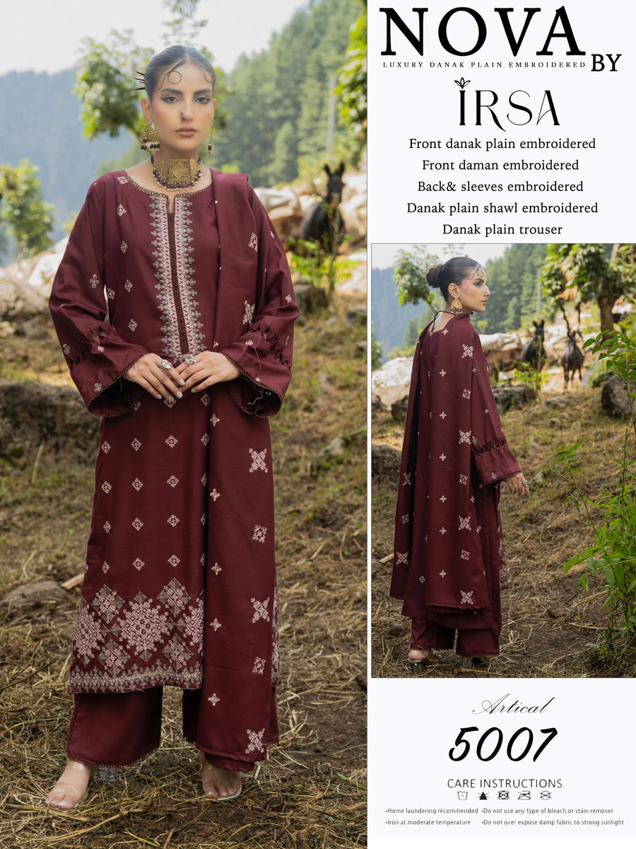 NOVA By IRSA – Luxury Danak Embroidered 3-Piece Collection (Article: 5007)