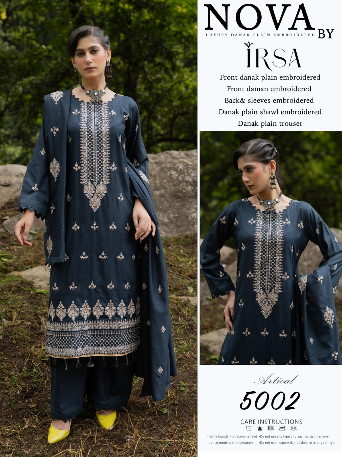 NOVA By IRSA – Luxury Danak Embroidered 3-Piece Collection (Article: 5002)