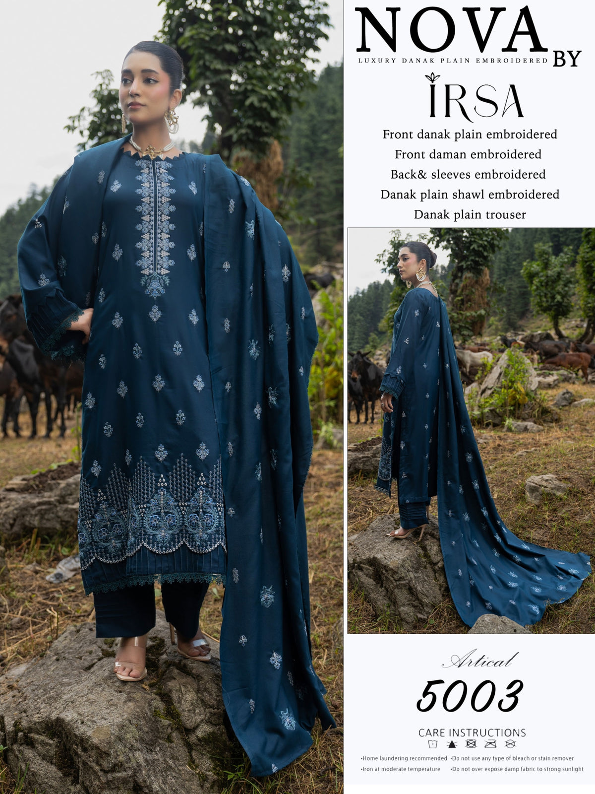 NOVA By IRSA – Luxury Danak Embroidered 3-Piece Collection (Article: 5003)