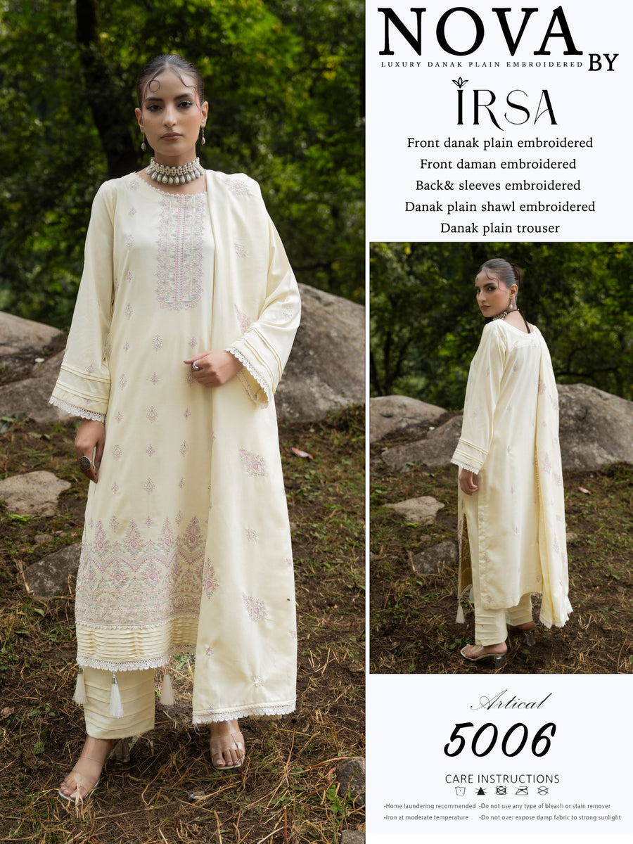 NOVA By IRSA – Luxury Danak Embroidered 3-Piece Collection (Article: 5006)