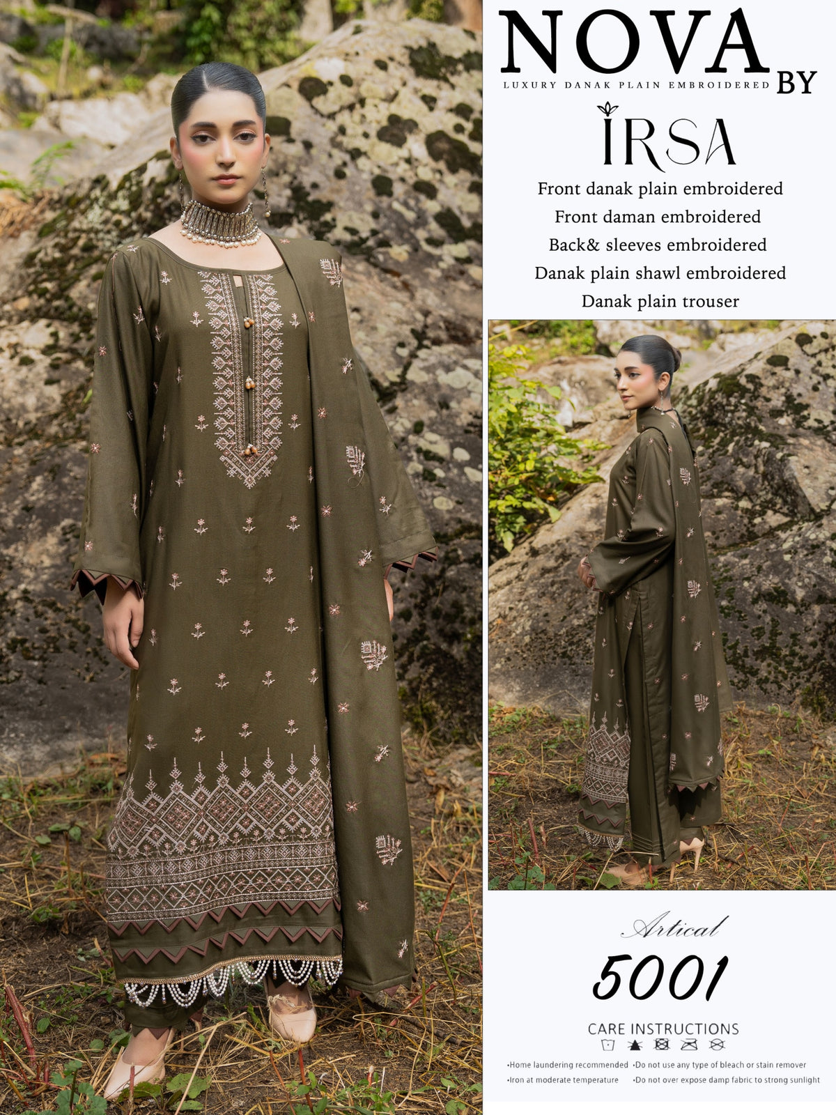 NOVA By IRSA – Luxury Danak Embroidered 3-Piece Collection (Article: 5001)