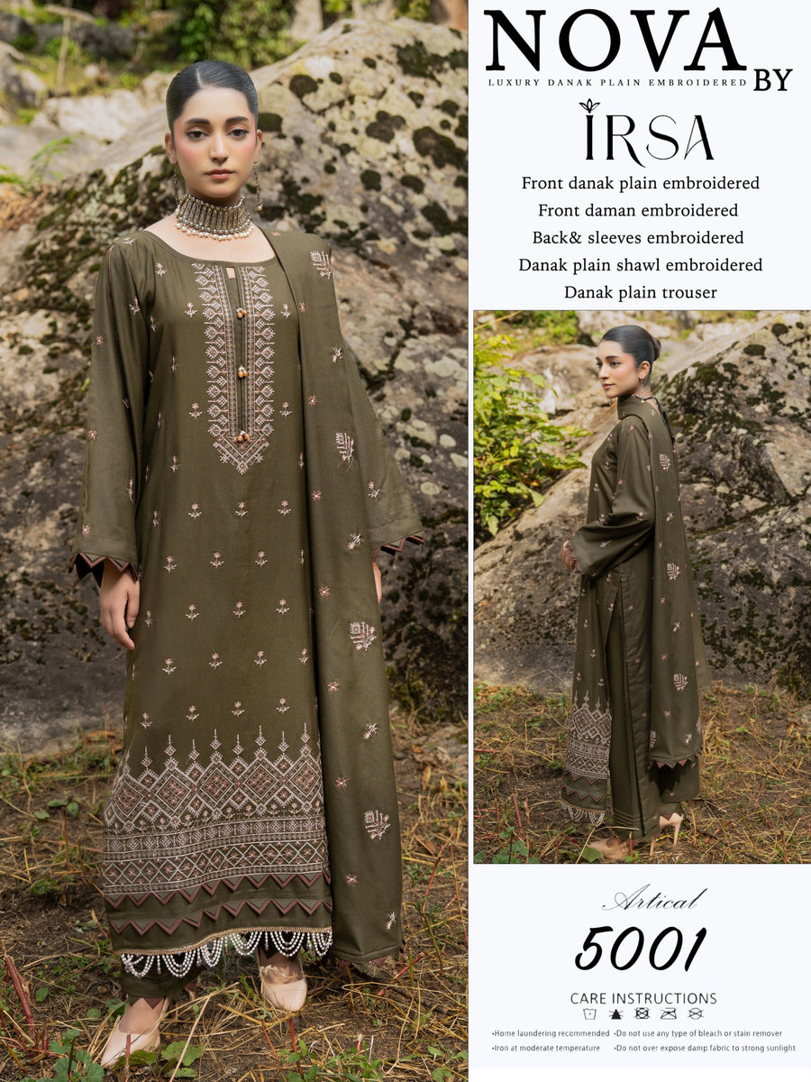 NOVA By IRSA – Luxury Danak Embroidered 3-Piece Collection (Article: 5001)