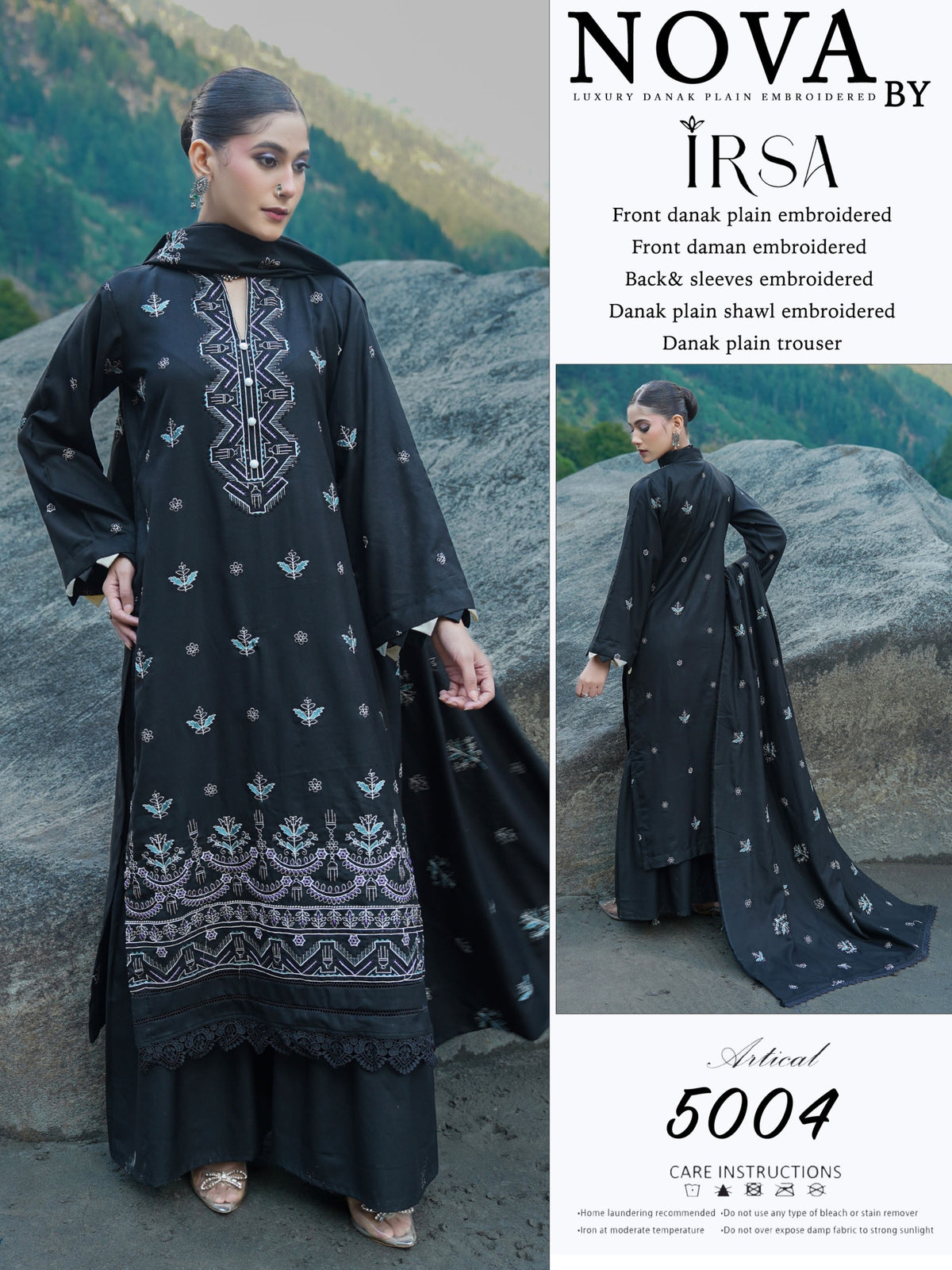NOVA By IRSA – Luxury Danak Embroidered 3-Piece Collection (Article: 5004)